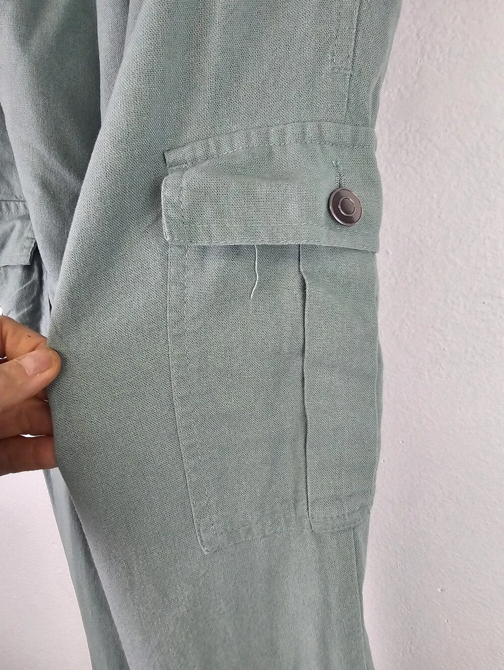 Green Linen Blend Cargo Joggers Sz S Coastal Casual Resortwear Beachy